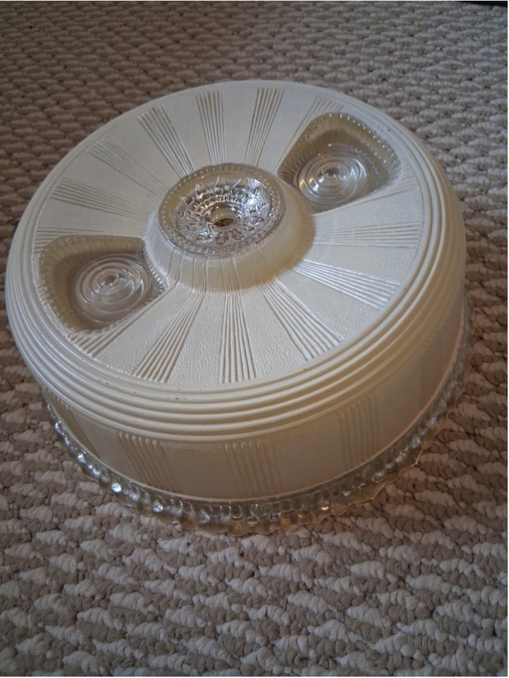 Antique Art Deco Painted Glass Ceiling Light Lamp Shade Fixture 9" vintage MCM